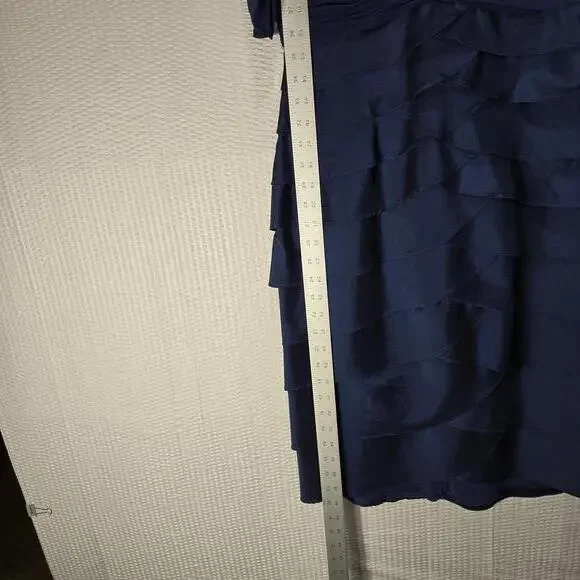 Adrianna Papell Women's Sz 4 Flutter Sleeve Tiered V-Neckline Front & Back Dress - Picture 7 of 9